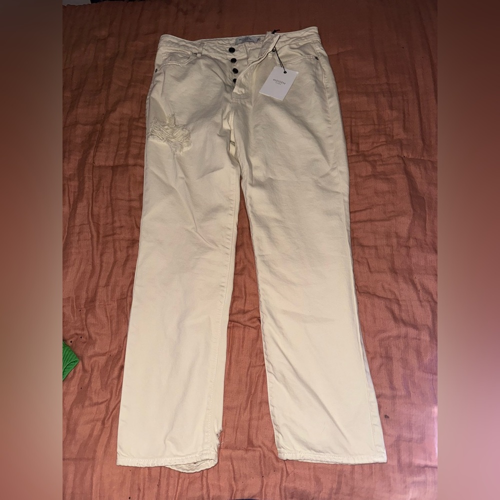 Elegant Cream Straight Leg Women's Jeans